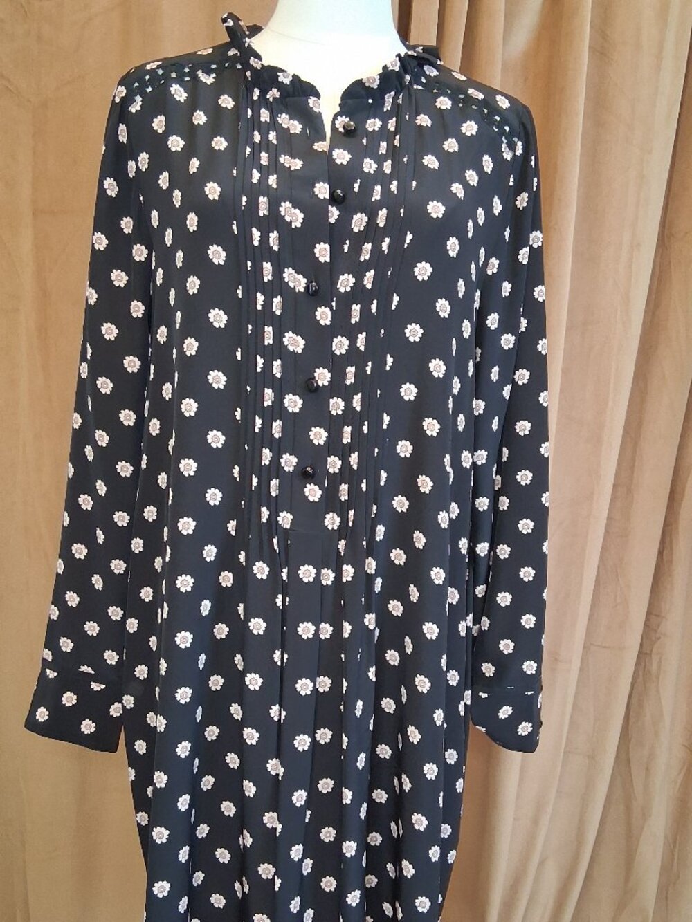 Kate Spade Ditzy Floral Print Silk Swing Dress Size L